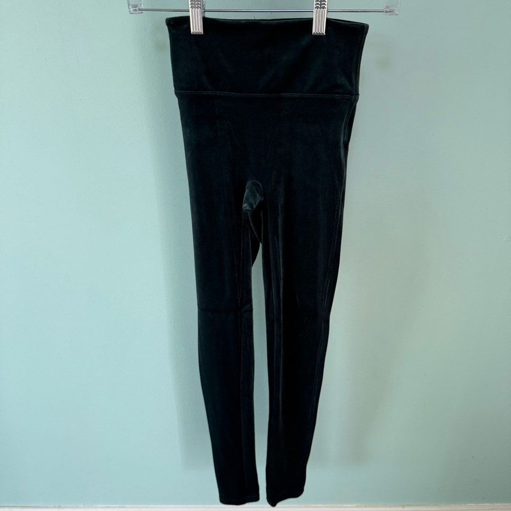 Spanx Ready To Wow Velvet Green Leggings  High Rise  Soft Casual pull-on XS